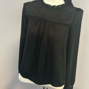 Forever 21 black mesh sheer button black button back blouse